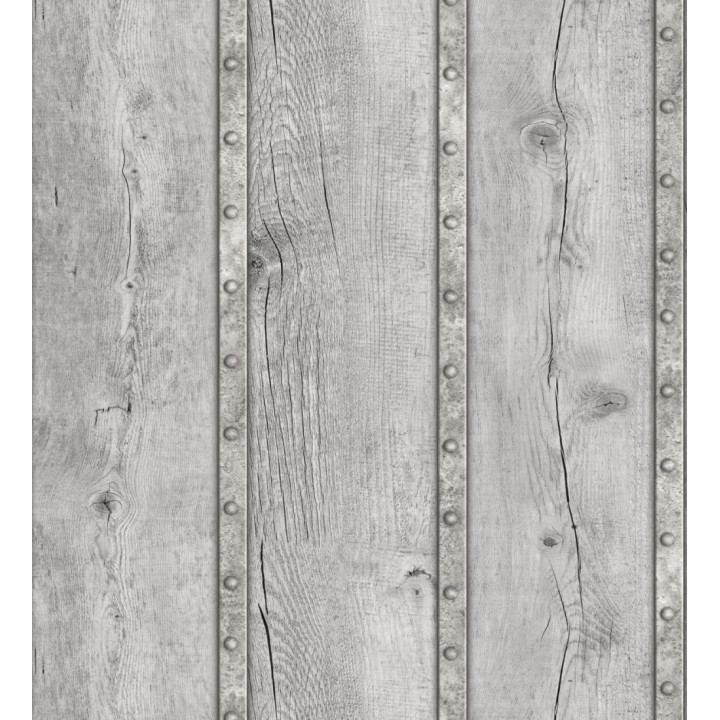 Papel pintado listone de madera con chapa y tachuelas - Belmont Factory 127595