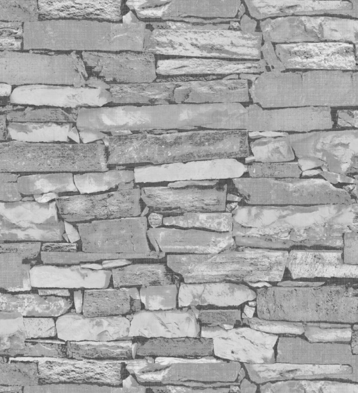 Papel pintado muro de piedra rústico gris - Kelby Stone 127623
