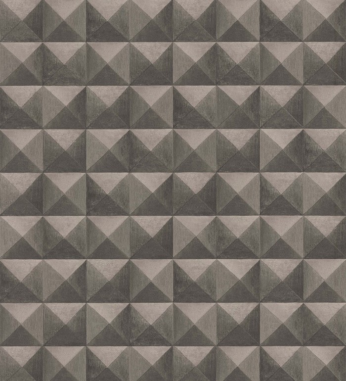 Papel pintado geométrico efecto tridimensional marrón - Rodion 127654