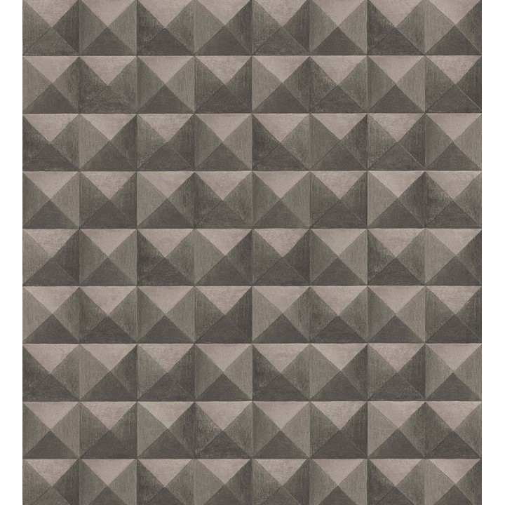Papel pintado geométrico efecto tridimensional marrón - Rodion 127654
