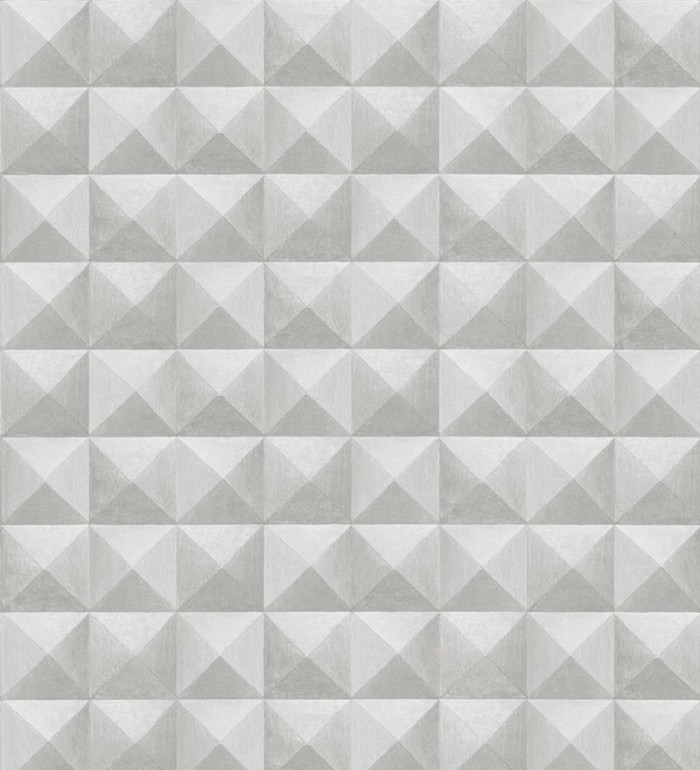 Papel pintado geométrico efecto tridimensional gris - Rodion 127655