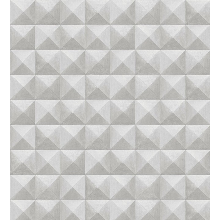 Papel pintado geométrico efecto tridimensional gris - Rodion 127655