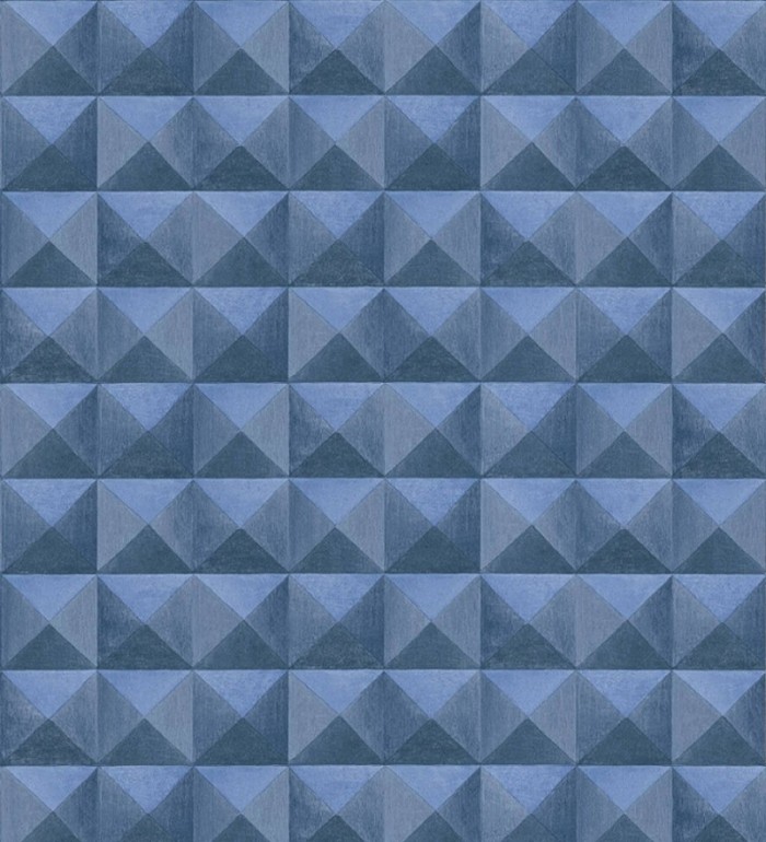 Papel pintado geométrico efecto tridimensional azul - Rodion 127656