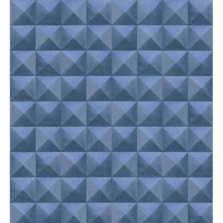 Papel pintado geométrico efecto tridimensional azul - Rodion 127656