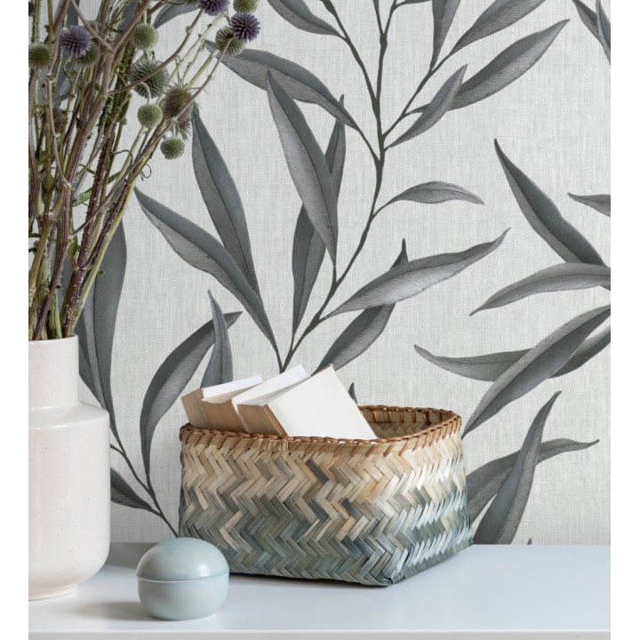 Papel pintado hojas alargadas grises - Valley Leaves 127661