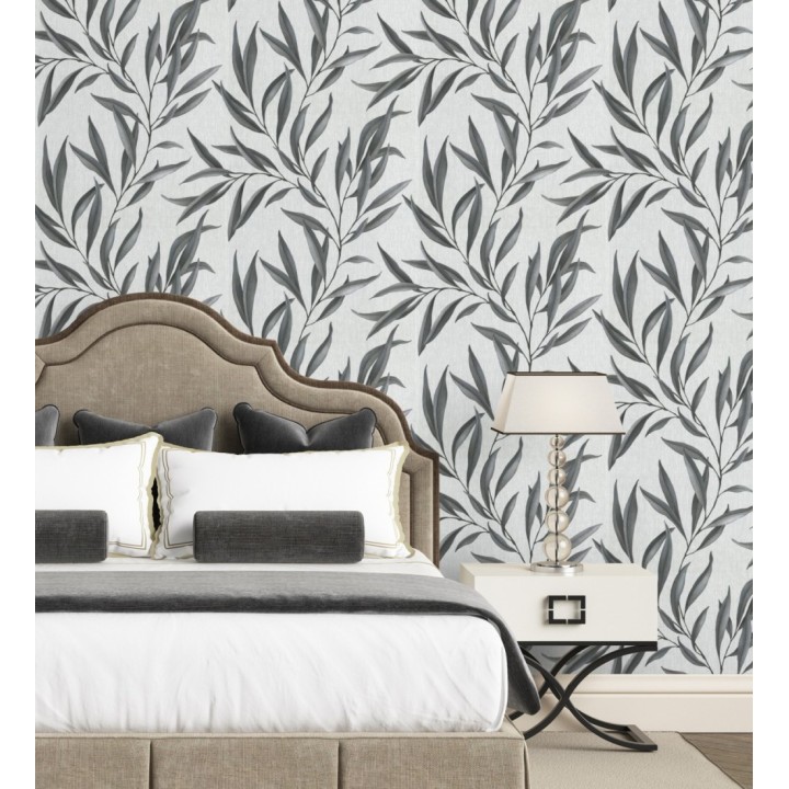 Papel pintado hojas alargadas grises - Valley Leaves 127661