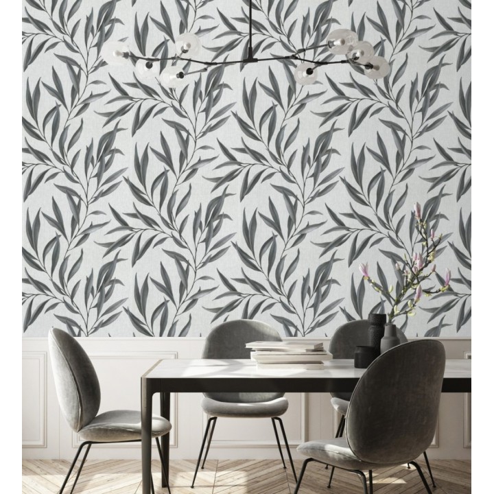 Papel pintado hojas alargadas grises - Valley Leaves 127661
