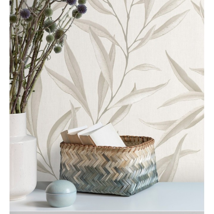 Papel pintado hojas alargadas gris claro - Valley Leaves 127662