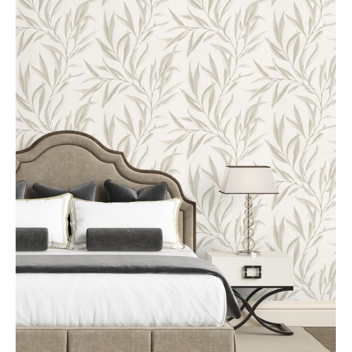 Papel pintado hojas alargadas gris claro - Valley Leaves 127662