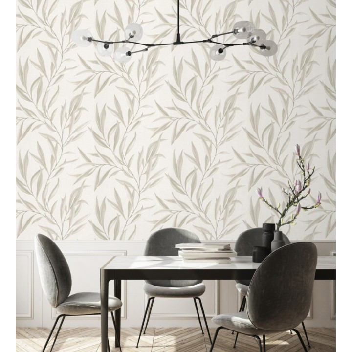 Papel pintado hojas alargadas gris claro - Valley Leaves 127662