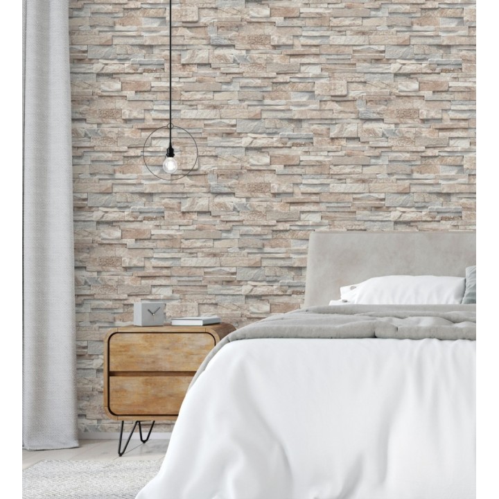 Papel pintado piedra pizarra minimalista tonos arena - Austin Stone 127671