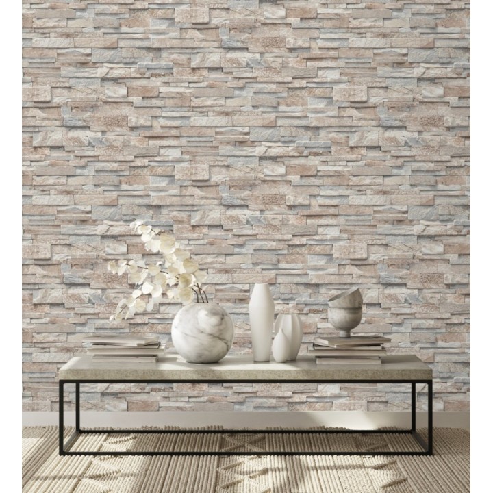 Papel pintado piedra pizarra minimalista tonos arena - Austin Stone 127671