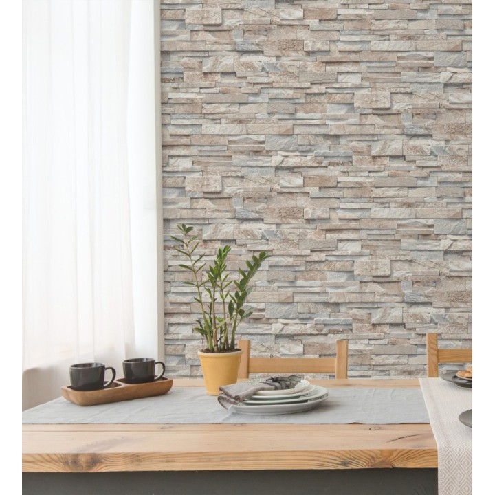 Papel pintado piedra pizarra minimalista tonos arena - Austin Stone 127671