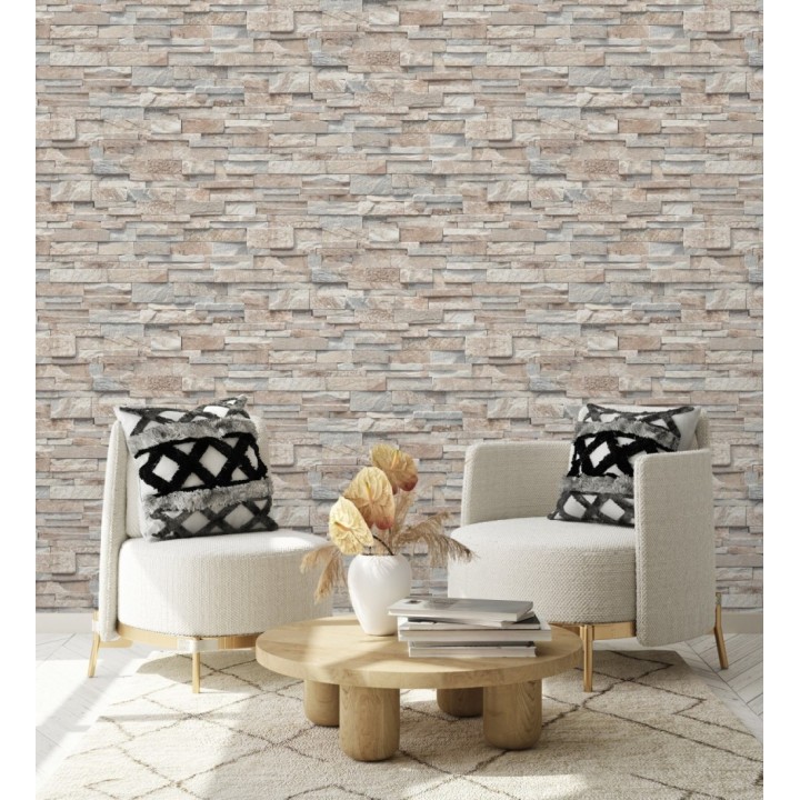 Papel pintado piedra pizarra minimalista tonos arena - Austin Stone 127671