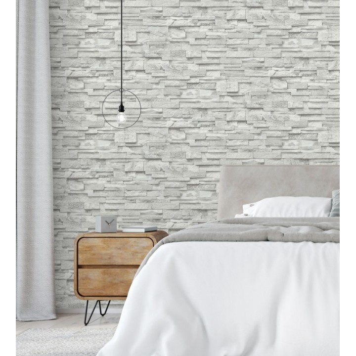 Papel pintado piedra pizarra minimalista gris claro - Austin Stone 127673