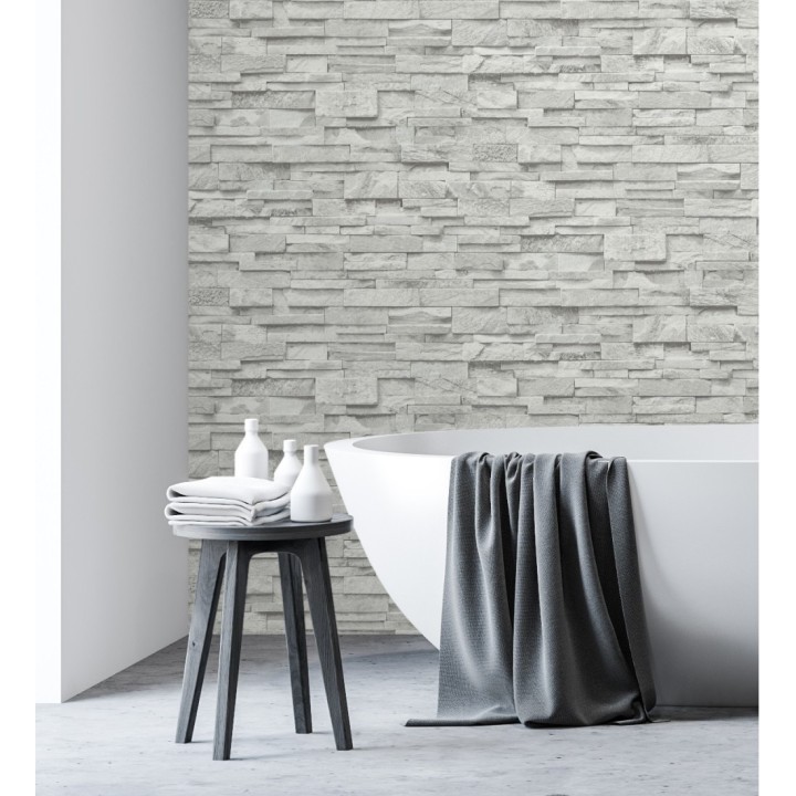 Papel pintado piedra pizarra minimalista gris claro - Austin Stone 127673