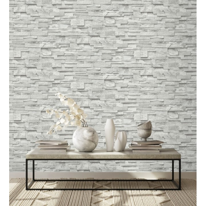 Papel pintado piedra pizarra minimalista gris claro - Austin Stone 127673