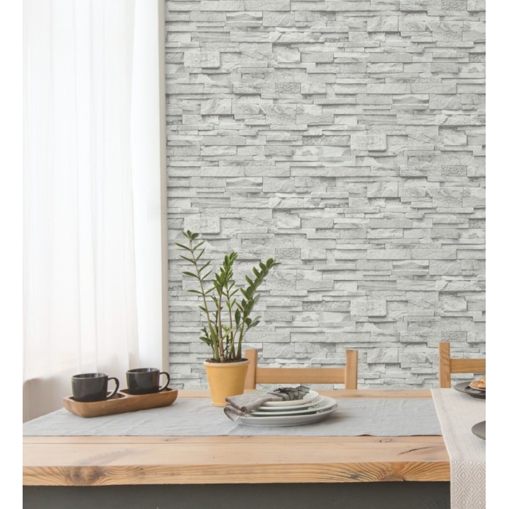 Papel pintado piedra pizarra minimalista gris claro - Austin Stone 127673