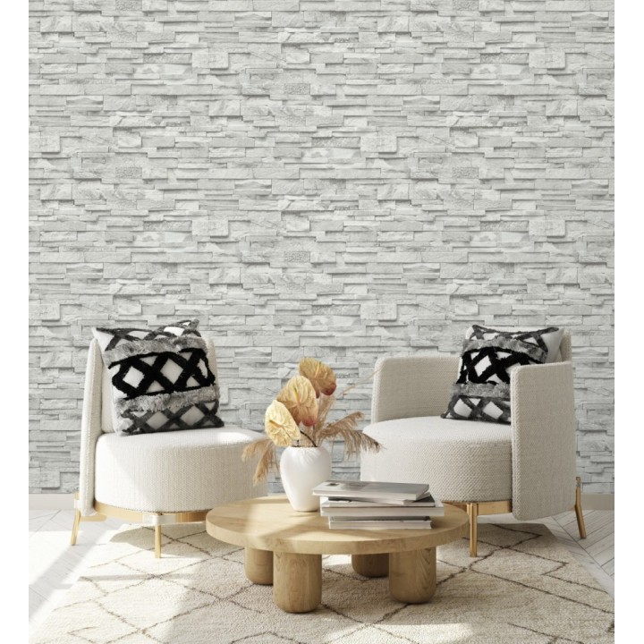 Papel pintado piedra pizarra minimalista gris claro - Austin Stone 127673