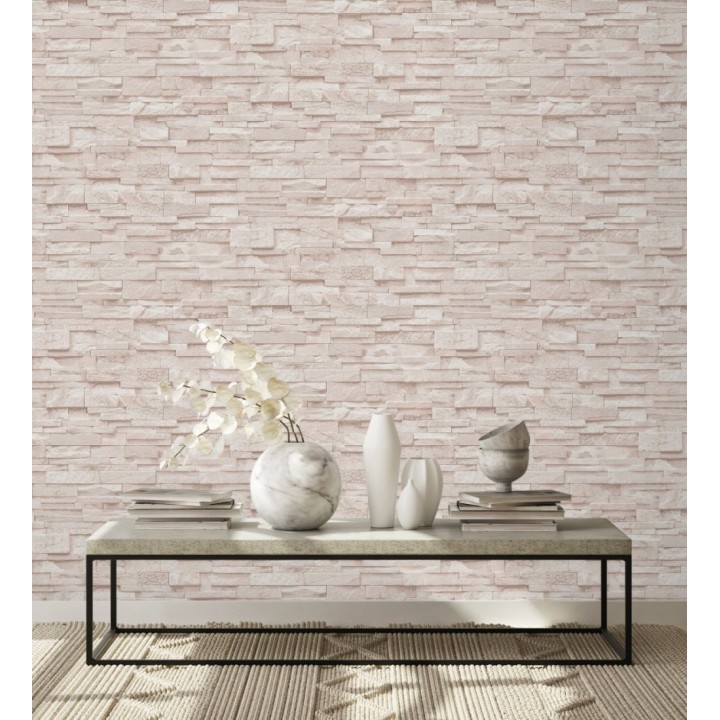 Papel pintado piedra pizarra minimalista color crema - Austin Stone 127675