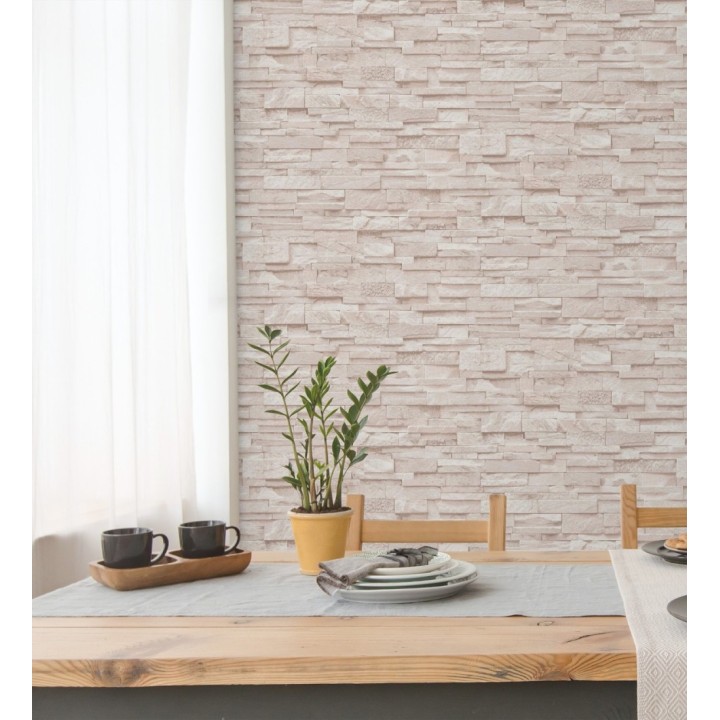 Papel pintado piedra pizarra minimalista color crema - Austin Stone 127675