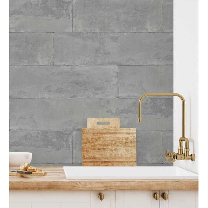 Papel pintado muro de piedra lisa gris - Myrtos 127680