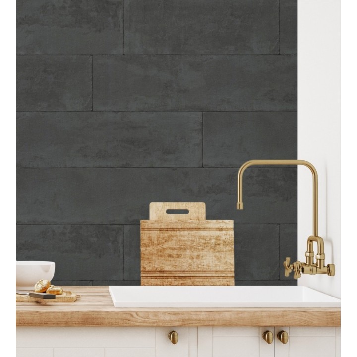 Papel pintado muro de piedra lisa negra - Myrtos 127681