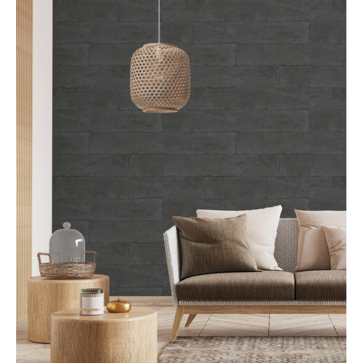 Papel pintado muro de piedra lisa negra - Myrtos 127681