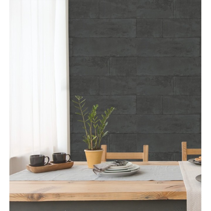 Papel pintado muro de piedra lisa negra - Myrtos 127681