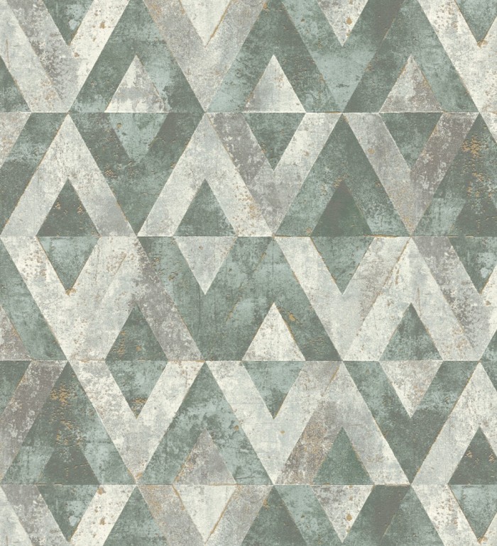 Papel pintado rombos sobre piedra tonos verdes - Obelisk 127689