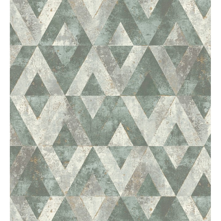 Papel pintado rombos sobre piedra tonos verdes - Obelisk 127689