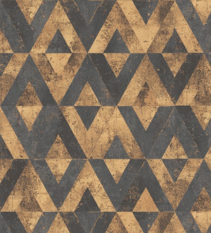 Papel pintado rombos sobre piedra tonos ocres y negro - Obelisk 127694