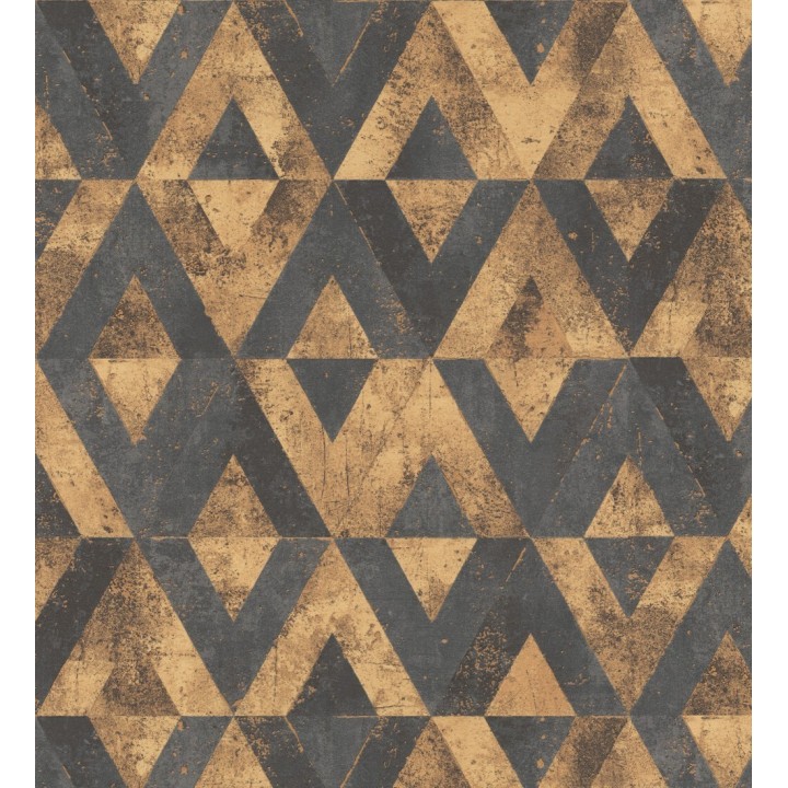 Papel pintado rombos sobre piedra tonos ocres y negro - Obelisk 127694