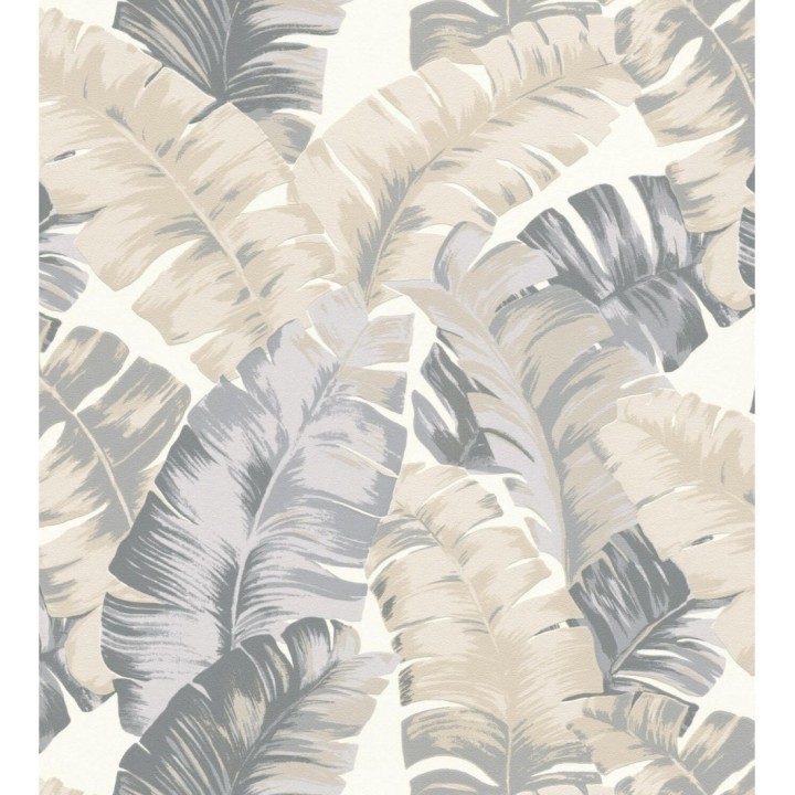 Papel pintado hojas grandes estilo tropical beige - Sunset Palms 127695