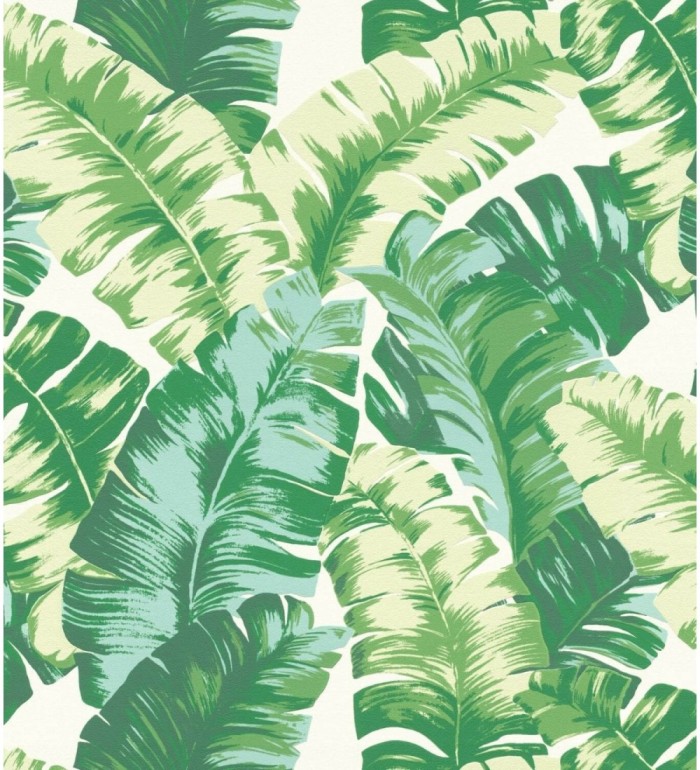 Papel pintado hojas grandes estilo tropical verde - Sunset Palms 127697