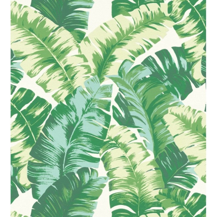Papel pintado hojas grandes estilo tropical verde - Sunset Palms 127697