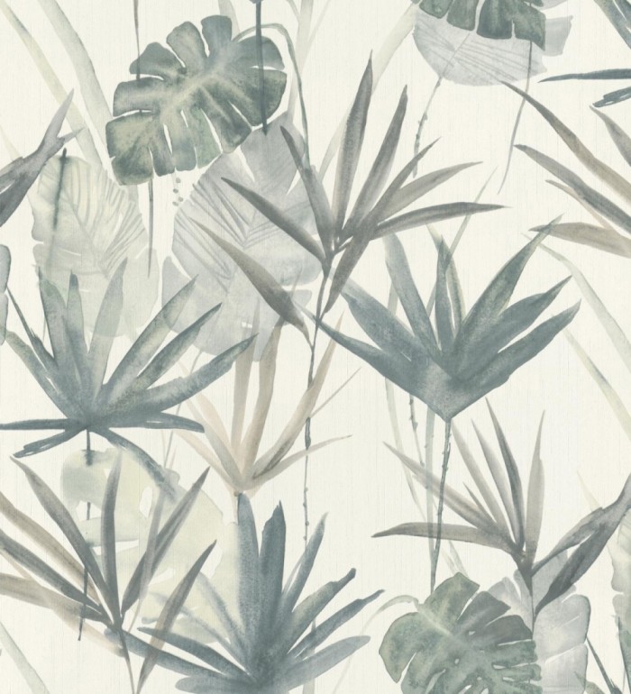 Papel pintado hojas estilo tropical tonos verdes - Eleanor 127699