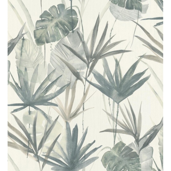 Papel pintado hojas estilo tropical tonos verdes - Eleanor 127699