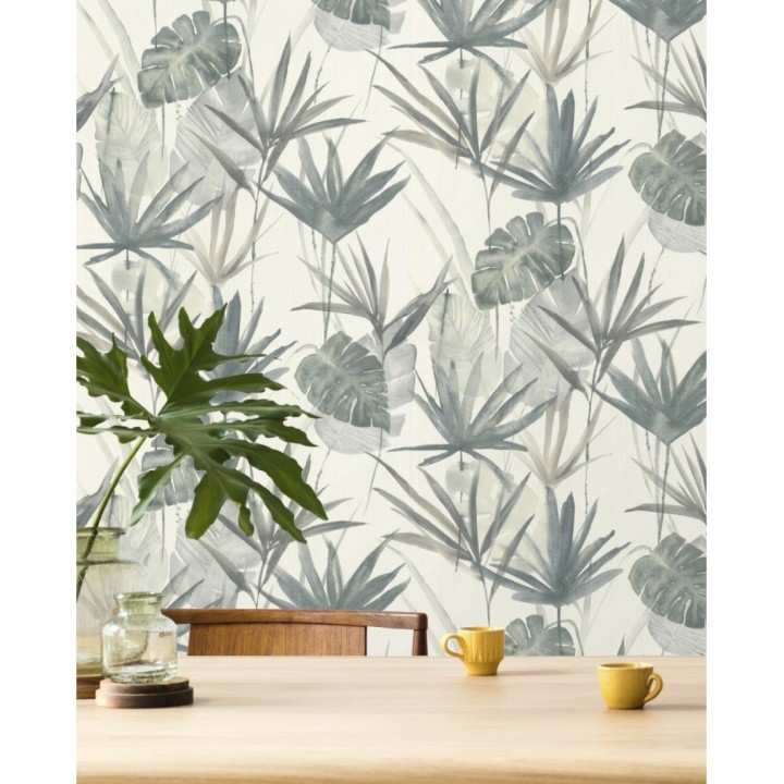 Papel pintado hojas estilo tropical tonos verdes - Eleanor 127699