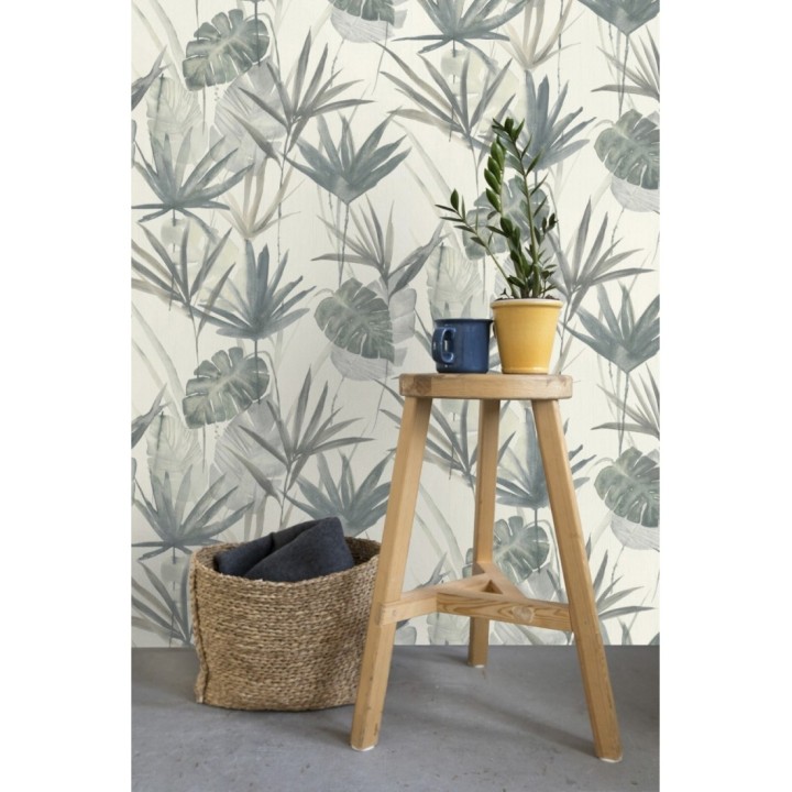 Papel pintado hojas estilo tropical tonos verdes - Eleanor 127699