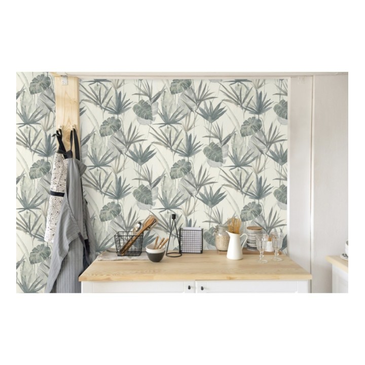 Papel pintado hojas estilo tropical tonos verdes - Eleanor 127699