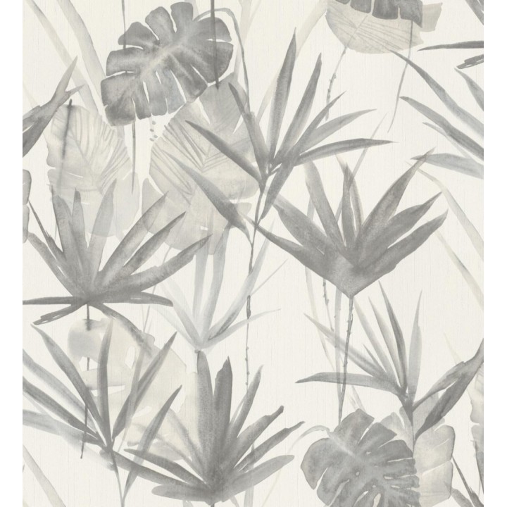 Papel pintado hojas estilo tropical tonos grises - Eleanor 127700