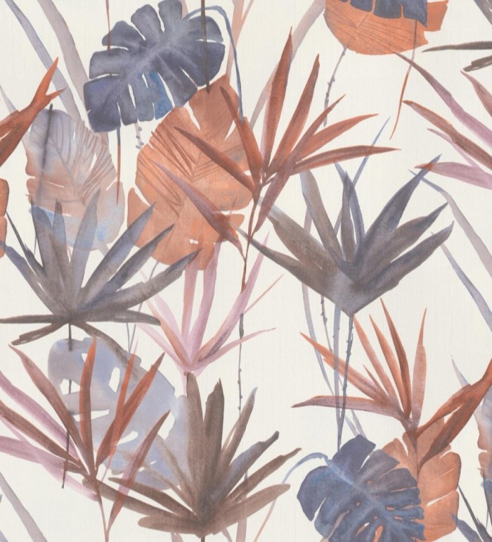 Papel pintado estilo tropical tonos anaranjados - Eleanor 127702