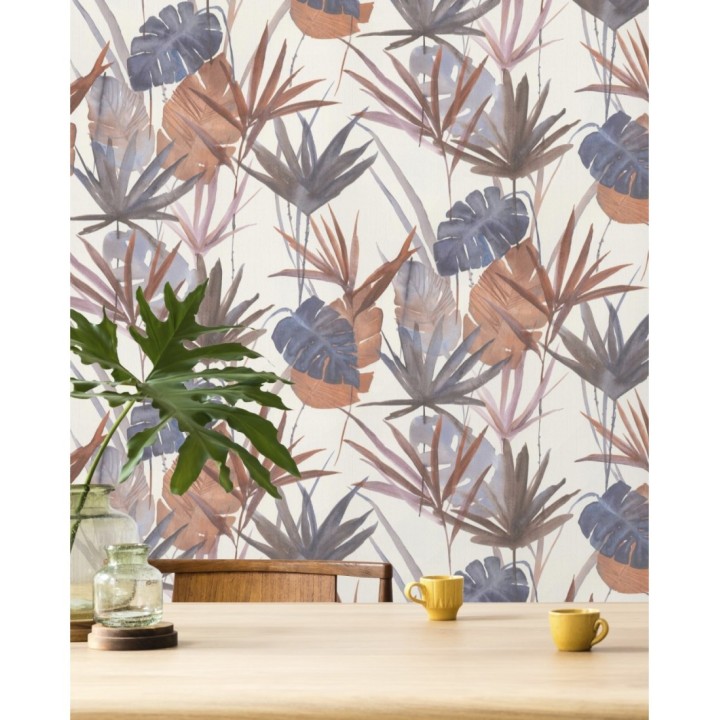 Papel pintado estilo tropical tonos anaranjados - Eleanor 127702