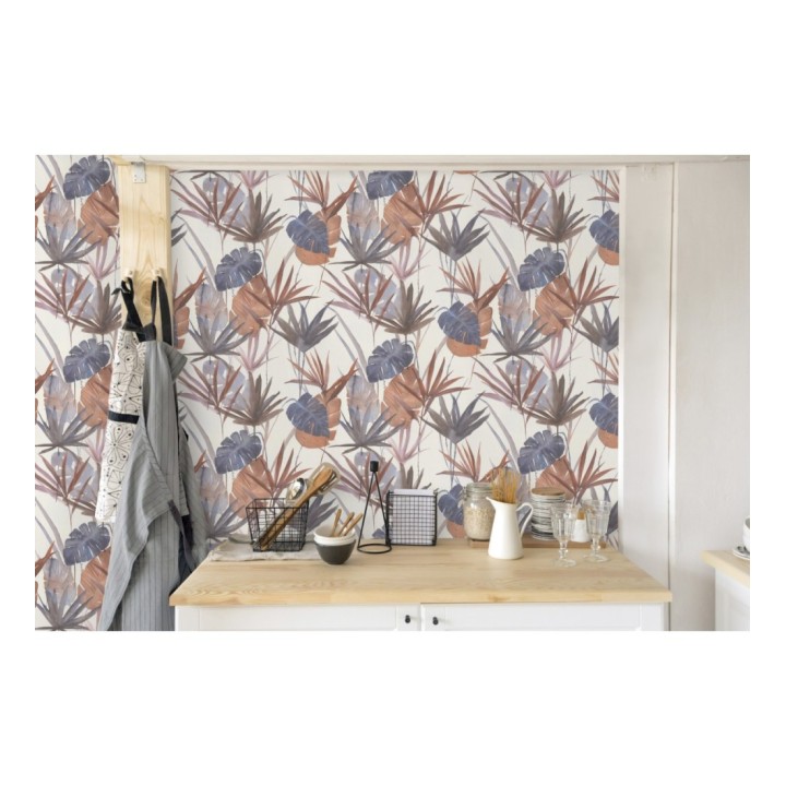 Papel pintado estilo tropical tonos anaranjados - Eleanor 127702