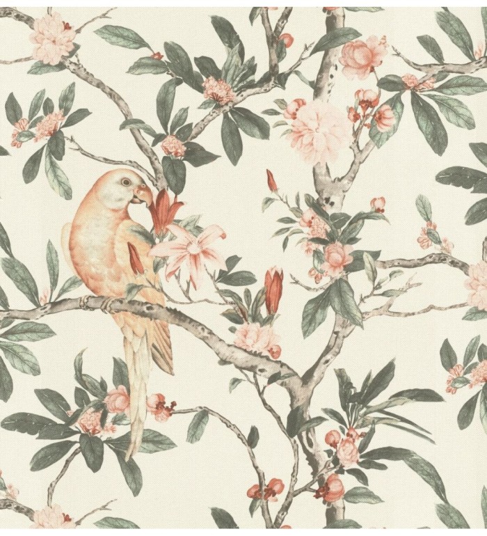 Papel pintado pájaros en árbol de flores fondo claro - Leila Birds 127712