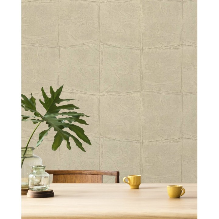 Papel pintado cuadros de piel de caimán africano beige tostado - Chester Factory 127721