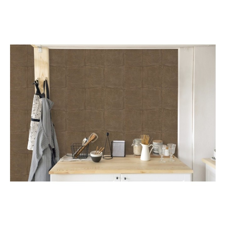 Papel pintado cuadros de piel de caimán africano marrón - Chester Factory 127723