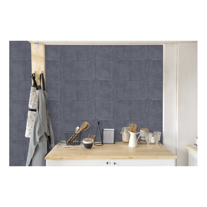 Papel pintado cuadros de piel de caimán africano azul - Chester Factory 127724