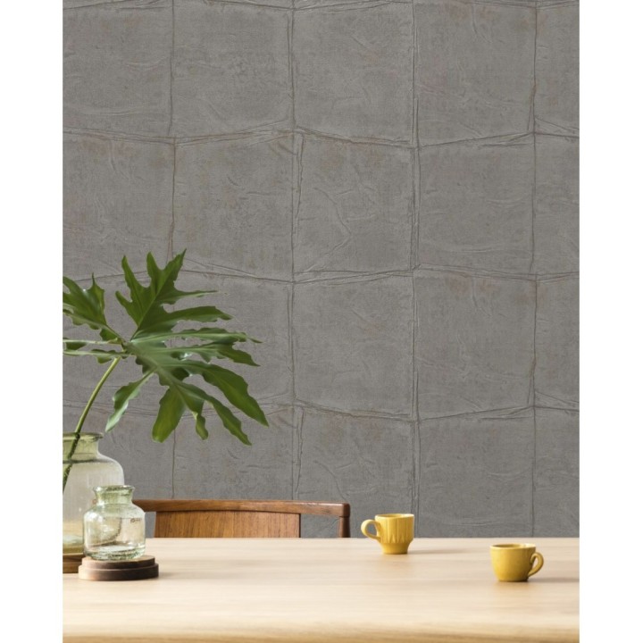 Papel pintado cuadros de piel de caimán africano marrón grisáceo - Chester Factory 127725